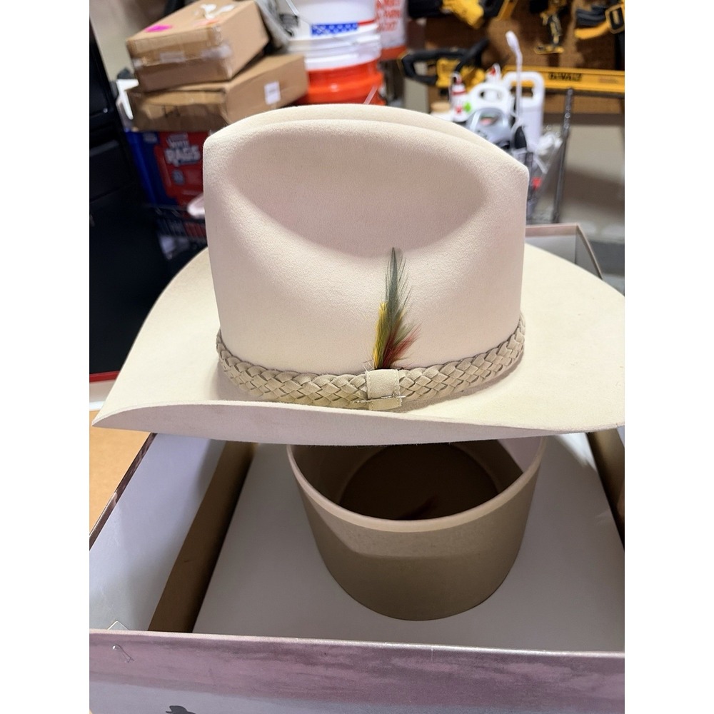 Vintage 1970's Stetson 5X Beaver Bone Western Cowboy Hat Miller Stockman 7 1/8